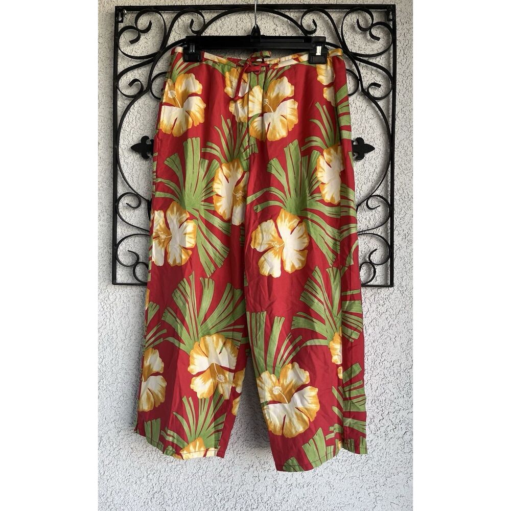Hilo Hattie Silk Wide Leg Pants - Size Medium - Multicolored